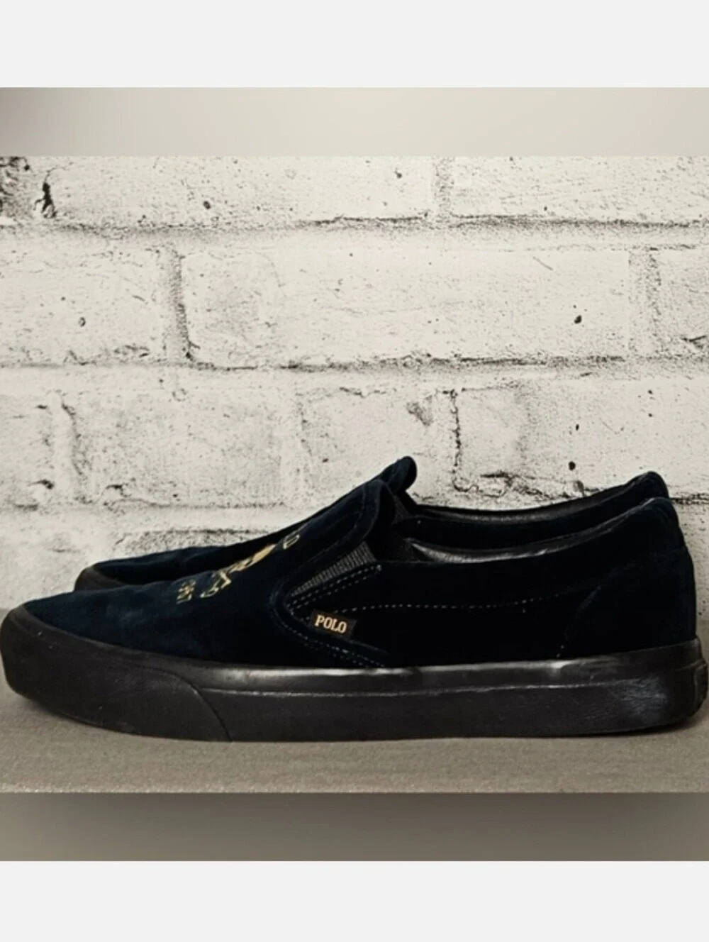 Polo Ralph Lauren Keaton Velvet Skull Slip On Sneakers Mens 10.5